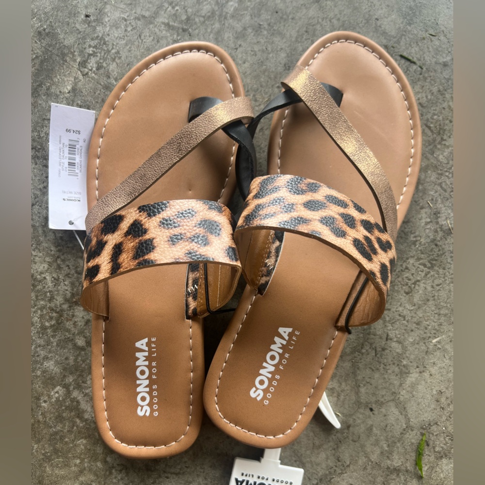 Sonoma Leopard Print and Metallic Sandals
